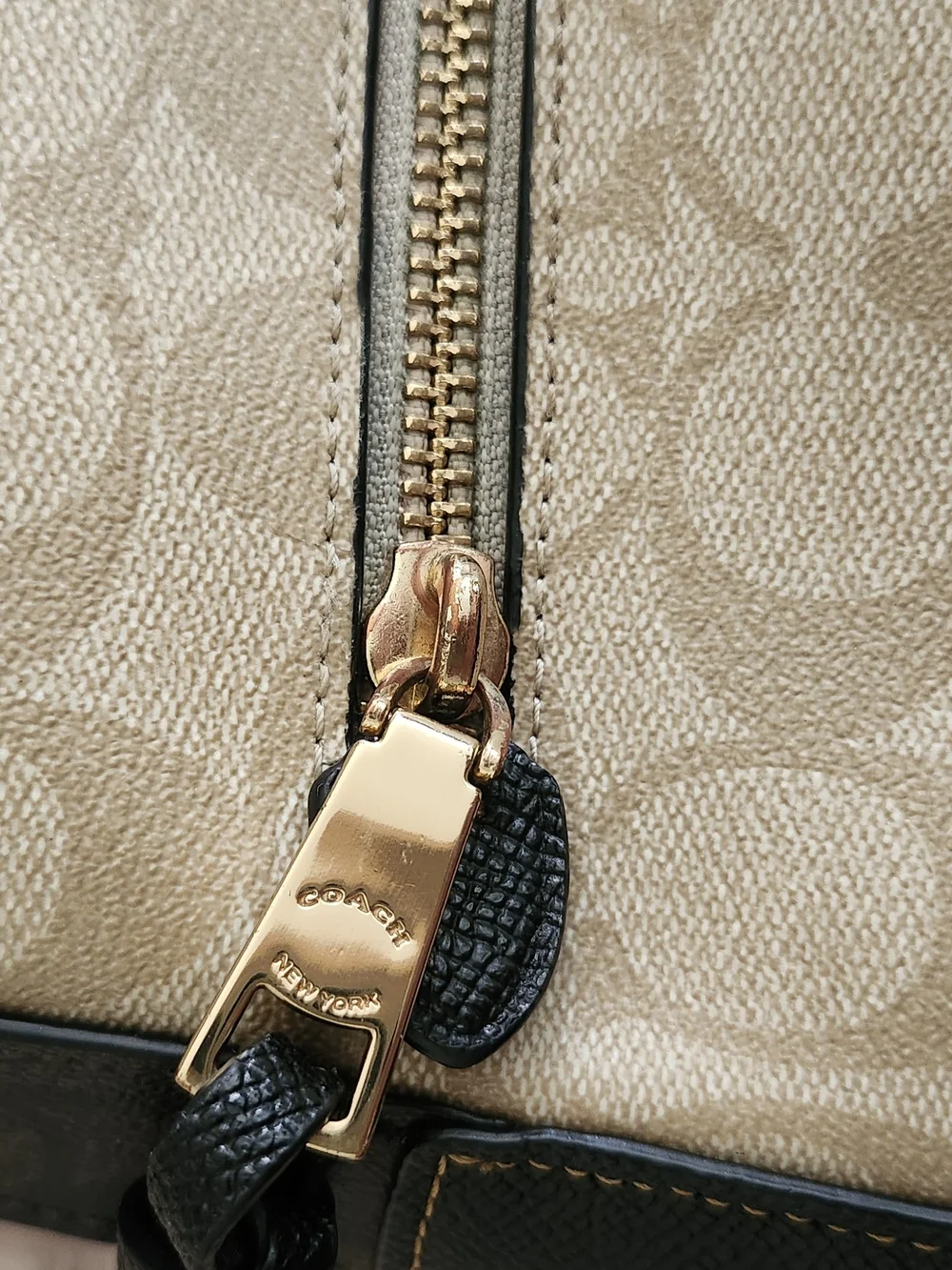 Coach Signature Print Beige & Black Mini Backpack